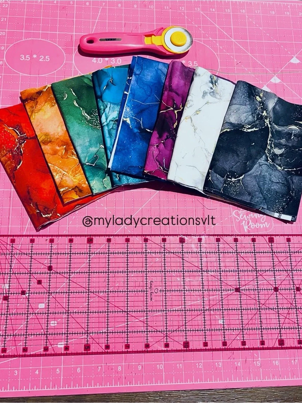 Handmade Rainbow Gold Tie-Dye Jumbo Scrunchie Set